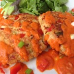 Salmon Patties with Roasted Red Pepper Sauce