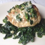 Asiago Cream Sauce over Herb Chicken with Spinach