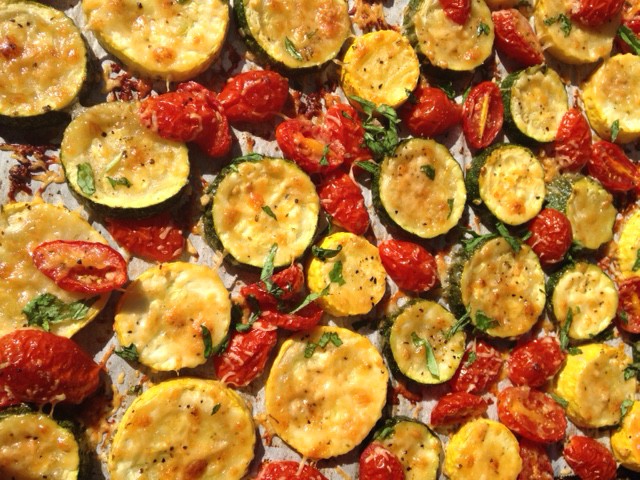 Roasted Zucchini and Summer Squash with Tomatoes